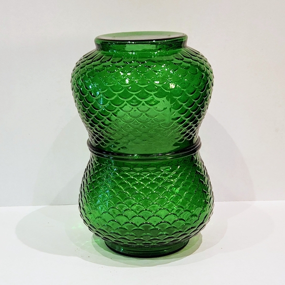 Set Of 2 green glass bowl vases. By E.O. Brody Cleveland Ohio - Picture 4 of 8